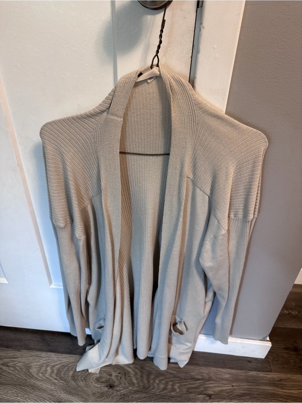 Terra & Sky White Open-Front Ribbed Cardigan